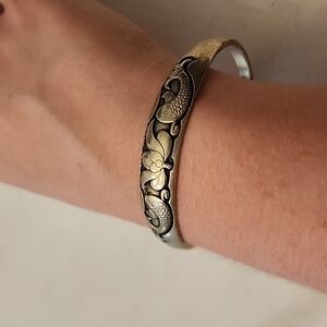 Bangle bracelet adjustable with koi fish design